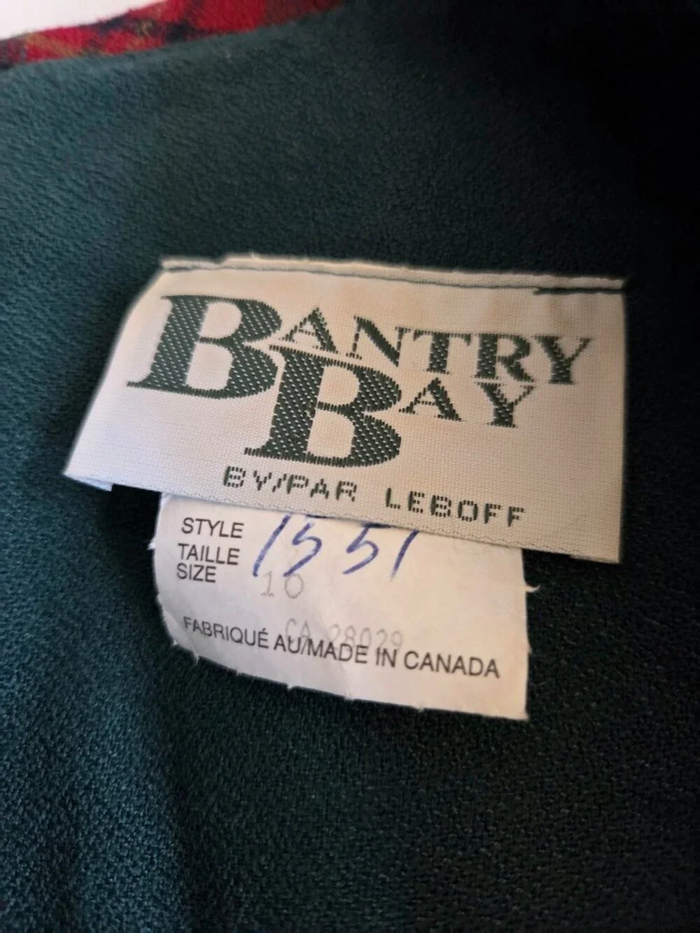 Vintage 1980s 1990s Bantry Bay layered green dress with plaid pattern details. - Picture 6 of 10